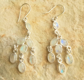 Boucles d'oreilles en pierre de lune arc-en-ciel