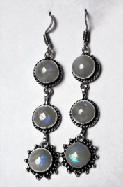 Boucles d`oreilles Pierre de Lune et Argent