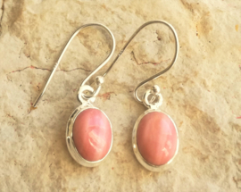 Boucles d'oreilles en argent et opale rose