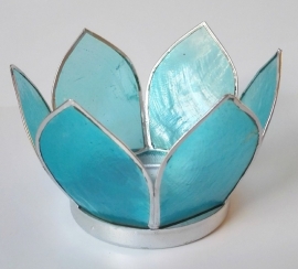 Theelicht lotus Capiz schelp  blauw