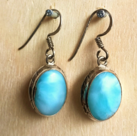 Oorbellen zilver larimar