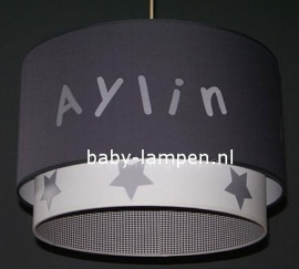 Kinderlamp dubbele lampenkap Aylin in antraciet en grijs