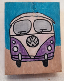 Plankje met tekening van een VW