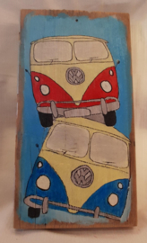 Plank met tekening van VW groot