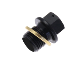 Olie Aftaplug M16X1.5 ALUZwart/ voorgeperforeerd zonder magneet (race spec)