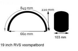Voorspatbord RVS 19 inch 103 mm Caférace | Scrambler