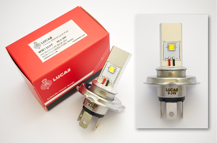 Lamp LED 6 V| 12V | 24V H4 P45  Lucas branded  & Hella / Bosch fitting