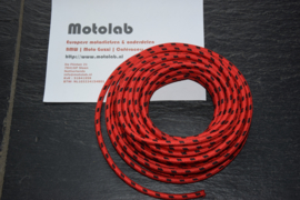 Bougiekabel Rood/Zwart  braided cloth