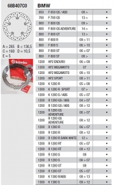 Remschijf BMW F650 F800 R1200 REAR Brembo  68B407C0  OEM 34217664102