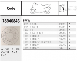 Remschijf BMW | K serie 16V | R850/1100 | VOOR | 34112310483 / 848 | 78B40846 | 78-40846