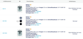 Oliefilter BMW R4V & K-series Origineel Mahle OC91 D1 OC91D1 OEM 11421460845