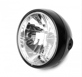 7 Inch Koplamp  Reno / Britisch style MATT Black |  H4 Helder glas | E-keur