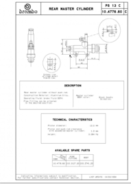 Rempomp Achter Brembo PS13C 13mm  Zwart