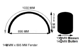 Achterspatbord Hardtail Staal 140mm