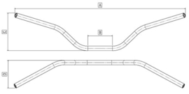 Scrambler | Allroad | Tommaselli Ø 22mm ZWART Stuur HOOG "bridge": 135mm