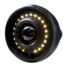 7 Inch Koplamp Angel eye  | Black | H4 / LED | E-keur