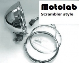 5 3/4  Inch koplamp H4 Chroom o.a. Scrambler | Caféracer | Bratstyle