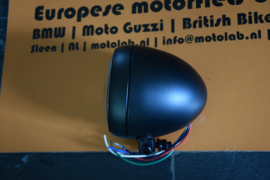 130mm Koplamp H4 Mat zwart o.a. Scrambler | Caféracer | E-keur