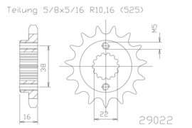 14-tands voor tandwiel 5/8x5/16 Ducati o.a. S4R