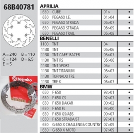 Remschijf BMW F650 | Aprillia  REAR Brembo  68B40781