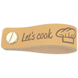 Leren label Let's cook Ecru