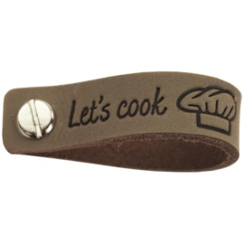 Leren label Let's cook Taupe