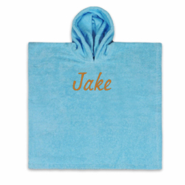 Poncho badcape met naam, blue [Funnies]