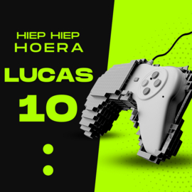 Game stickers, zilver metallic, traktatie, naam + leeftijd, 3,5 x 3,5 cm, 10 stuks