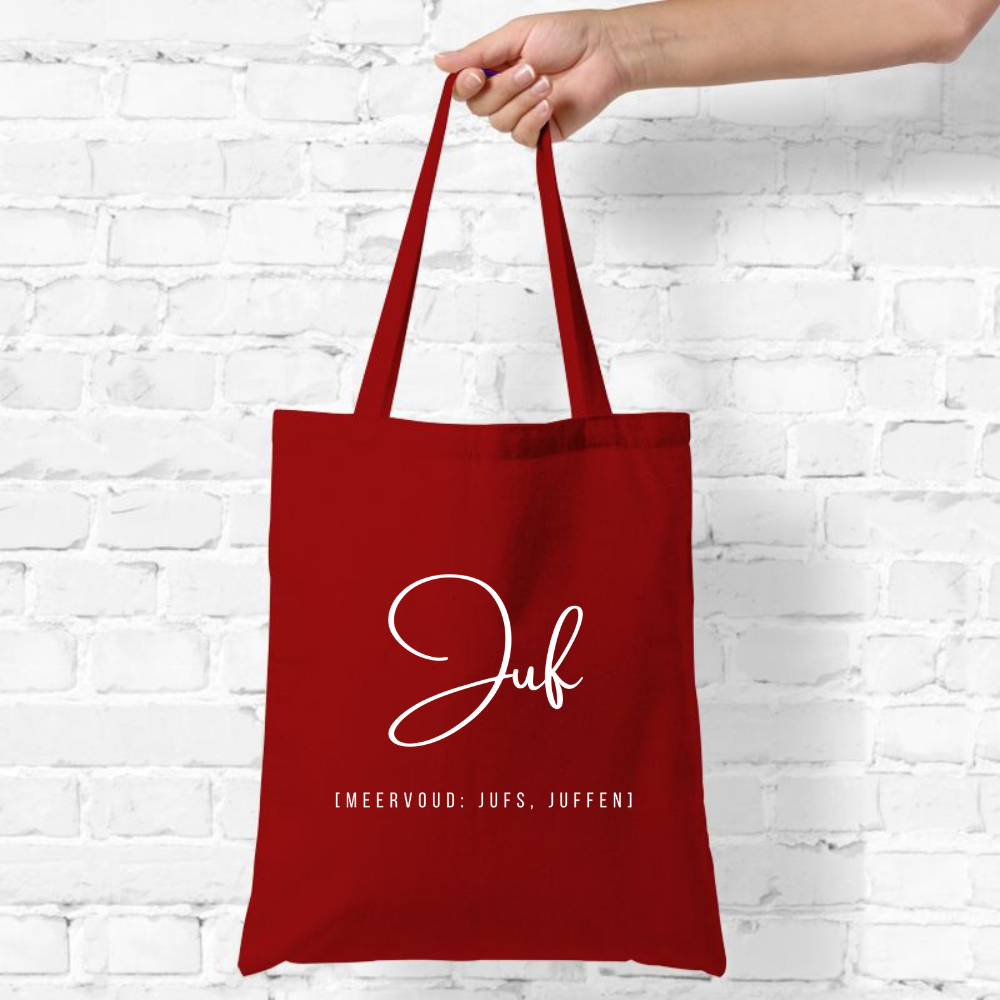 Katoenen tas | Juf | met lange hengsels