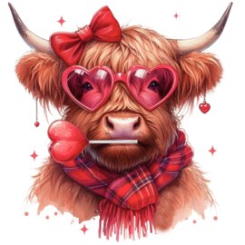 Strijk applicatie | valentijn | Cow Girl Red | 23 x 22 cm