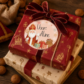 Gepersonaliseerd Sinterklaas Sticker traditioneel met Naam [rozig]