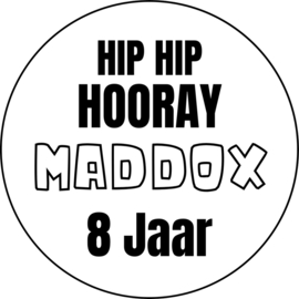 Traktatiestickers | HIP HIP HOORAY | + naam + leeftijd | div. varianten | 10 stuks