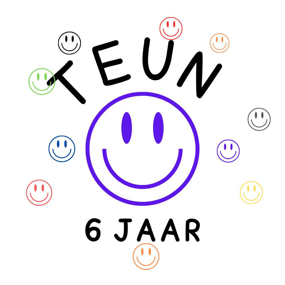 Sticker | Smiley + naam + leeftijd | 5 cm | vanaf 10 stuks