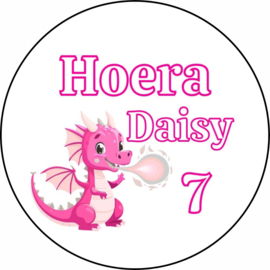 Draak traktatie stickers, naam & leeftijd, 5 cm, 10 stuks