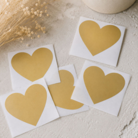 Krasstickers goud hartje 6x7 cm - 10 stuks