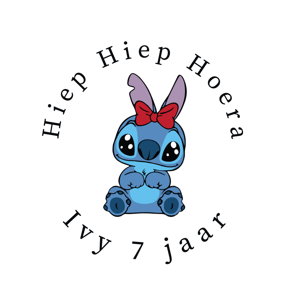 Traktatie sticker | Lilo & Stitch [strikje] | + naam + leeftijd | 5 cm | vanaf 10 stuks