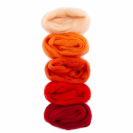 Europese Merino Lontwol – kleur set: oranje/rood