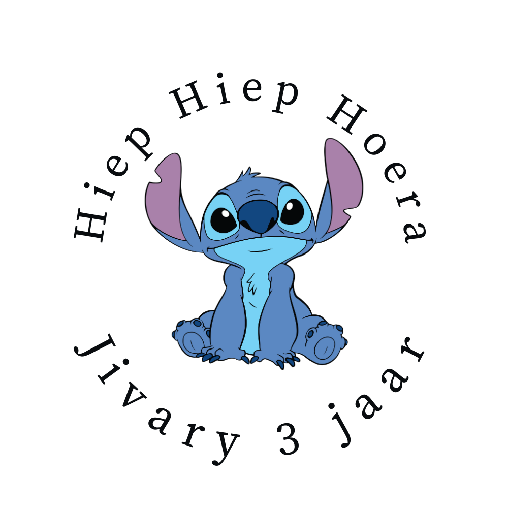 Traktatie sticker | Lilo & Stitch + naam + leeftijd | 5 cm | vanaf 10 stuks