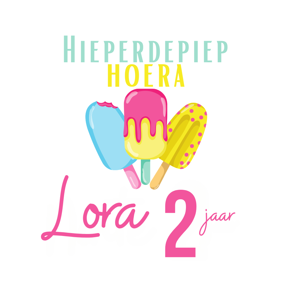 Traktatie sticker | Ijsje + naam + leeftijd | 5 cm | vanaf 10 stuks