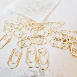 Paperclips | met een hartje erin | goud | 2 x 1 cm | vanaf 25 stuks