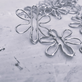 Paperclips | bloem | zilver | 2,5 x 2,5 cm | vanaf 25 stuks