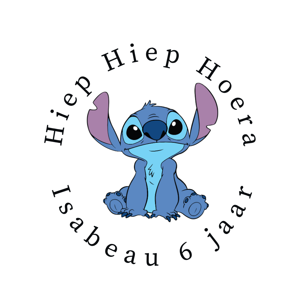 Traktatie sticker | Lilo & Stitch + naam + leeftijd | 5 cm | vanaf 10 stuks