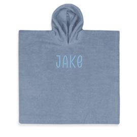 Poncho badcape met naam, grey/blue [Funnies]
