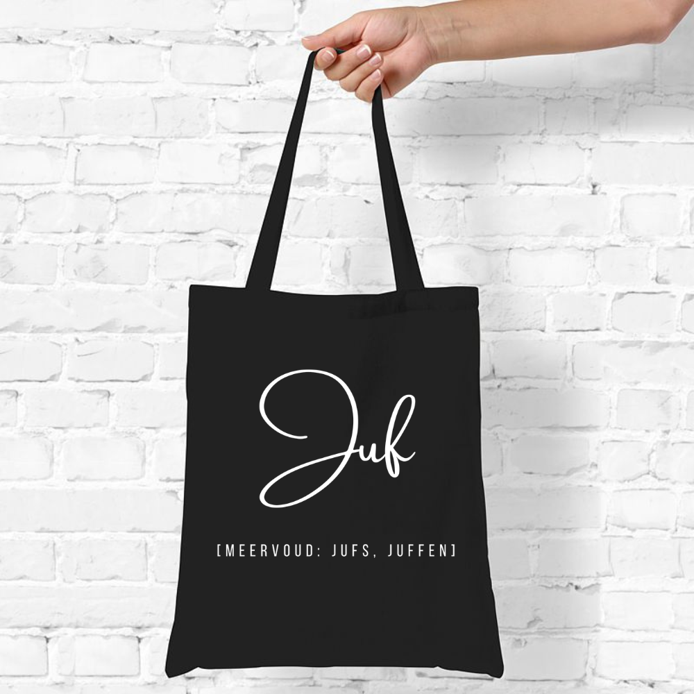 Katoenen tas | Juf | met lange hengsels