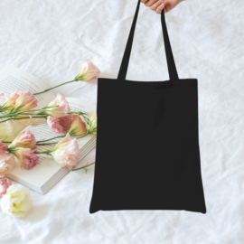 Katoenen tas | smiley + naam | met lange hengsels