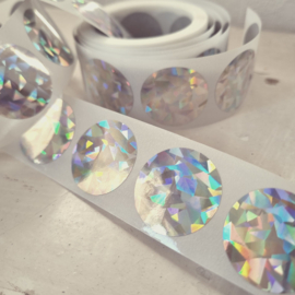 Krasstickers | holografisch zilver | rond | 2,5 cm | vanaf 10 stuks