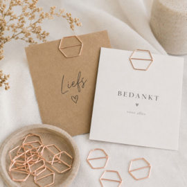 Paperclip hexagon rosegold - 25 stuks