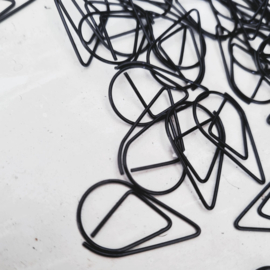 Paperclips druppel zwart | 2,5 x 1,5 cm | vanaf 25 stuks