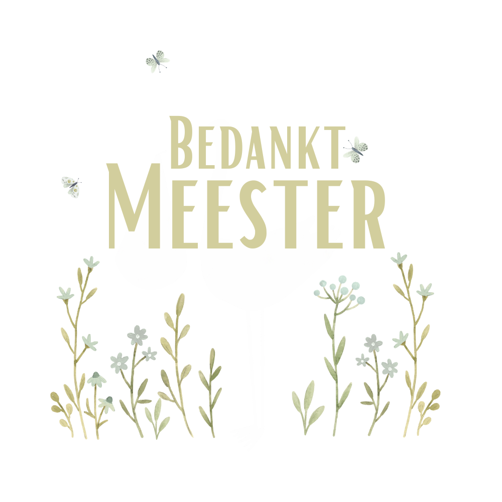 Sticker | bloemen | Bedankt + Juf - Leidster - Meester | 5 x 5 cm | textuurpapier | vanaf 10 stuks