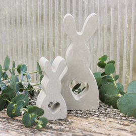 Paashazen betonlook - Pasen - Paasversiering - Konijntjes - 2 maten